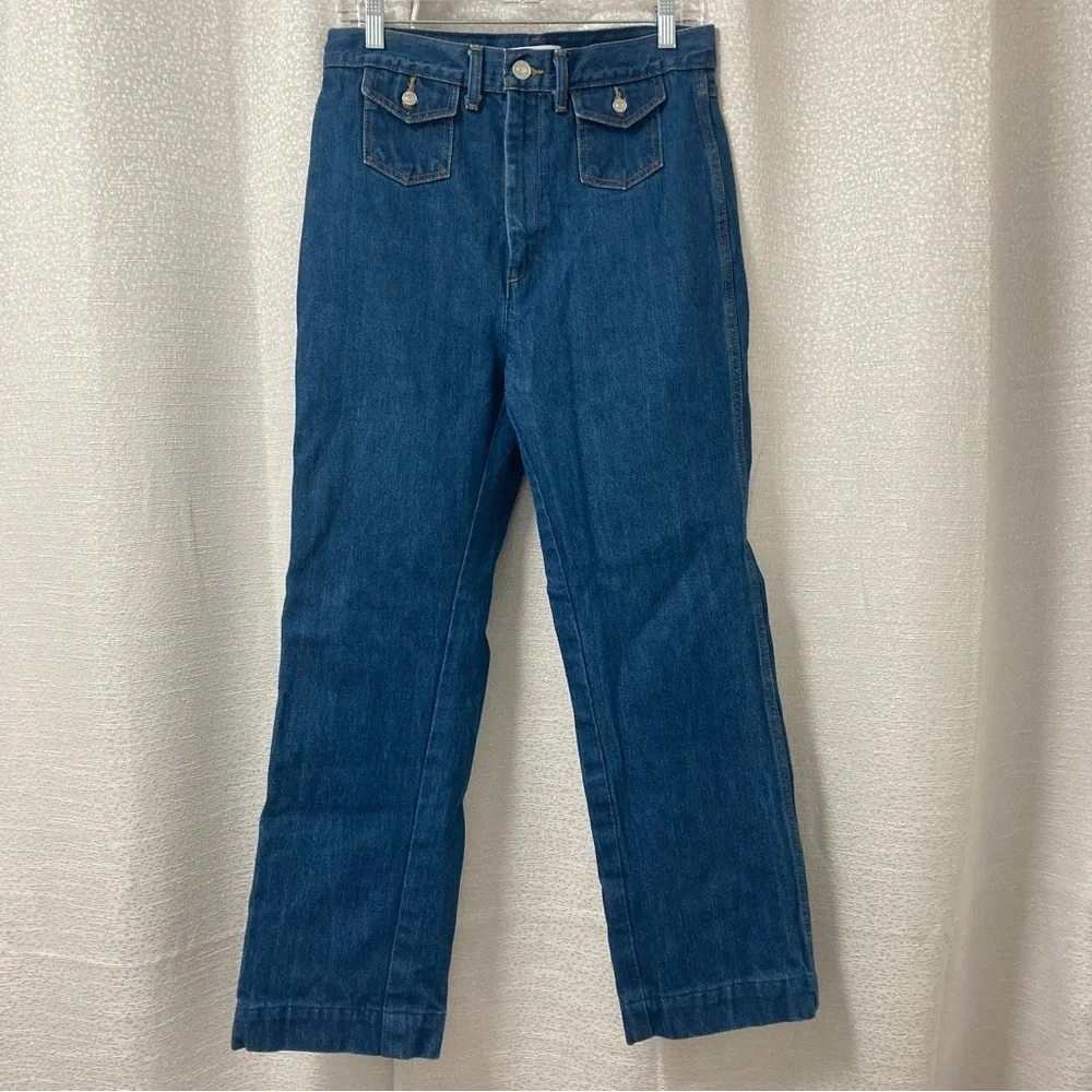 Re/Done Women’s 70s Pocket Wide-leg Jeans/ True Rinse Size 28 Boho Western - Picture 2 of 11